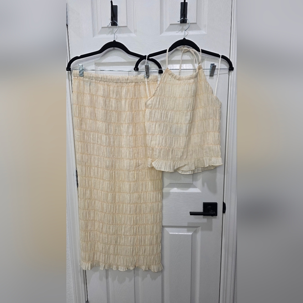 Vici Cream Smocked Halter Top and Skirt - Picture 5 of 6